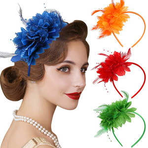 إكسسوارات شعر من الريش على شكل زهرة للكرنفال، عصابة رأس للحفلات والعروض - Product Image 1