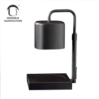 Lampe à bougie électrique de luxe parfumée noire et blanche en acier inoxydable avec éclairage chauffant et variateur d'intensité pour chevet, garantie 1 an