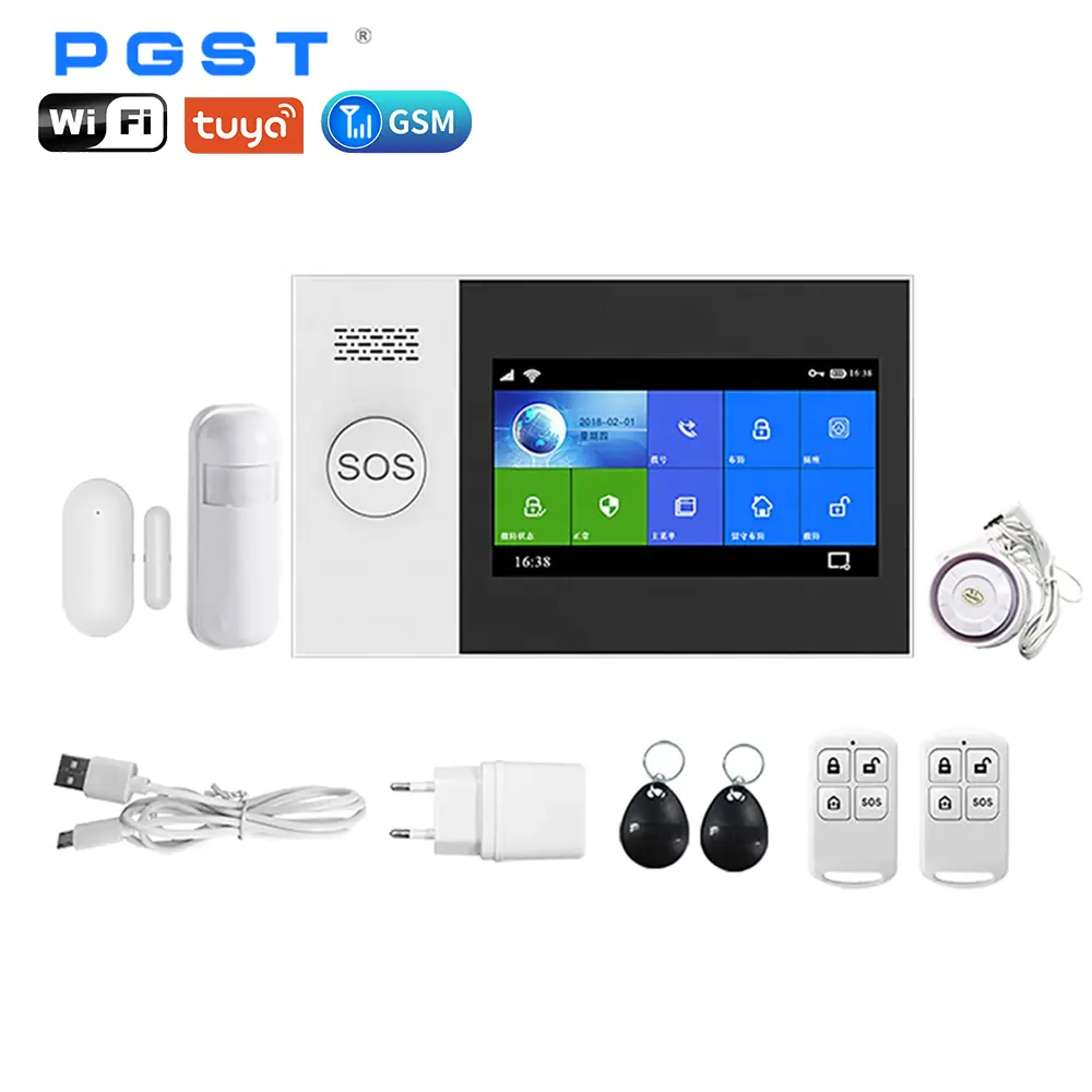 PGST iOS Android Tuya APP Wireless Smart Home Automation Burglar Alarm Security System WiFi GSM Alarm Systemm