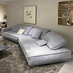 Sofá Cama Italiano Modular, Sofás Curvos para el Hogar, Cuero Nappa de Lujo, Sofá Moderno de Lujo para Vestíbulo de Hotel - Product Image 3