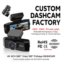 Objectif fisheye 360 à 4 canaux °   Caméra embarquée 5G 4K UHD avec enregistrement en boucle, caméra embarquée 3 canaux 4K, caméra embarquée de voiture 4K, caméra avant et arrière 4K