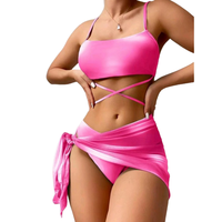 Custom Designer Tie Dye Badpakken Bikini Beroemde Merk 3 Stuks Zwemkleding Met Strand Rok Cover Up