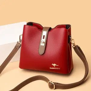 E2908 Factory Price 2024 New Women's Contrasting Fashion Cross-Body Shoulder Bag Solid Pattern with Two Handles Zipper Closure