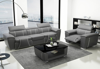Canapé inclinable électrique avec ensemble de canapés, salon, meubles européens, Kuka, forme en L, noir, minimaliste, premium, canapé en cuir rustique