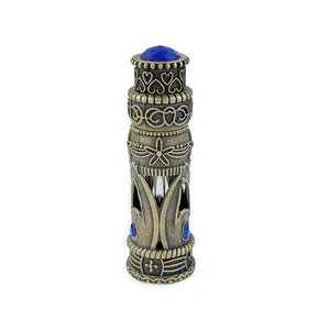 5ml Empty Perfume Bottles Arabic Dubai Popular Antiqued Unique Metal Alloy Perfume Bottle Glass Essential Oil Bottle