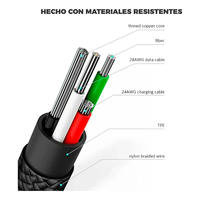 Cable USB C de 90 Grados Reforzado en Forma de L, Cable de Carga Rápida Tipo C para Juegos, Teléfono Móvil, iPad Pro, con Trenzado de Nailon
