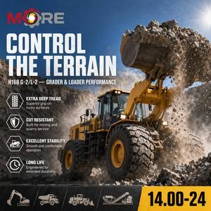 ยางตันสำหรับรถขุดดินรุ่น H168ww ขนาด 14.00-24  แบบ Wide Lug Grader กว้าง 360 มม. ความยาว 1350 มม.  ดอกยางทนทาน  แบบไม่มียางใน (TL) ใหม่ - Product Image 1