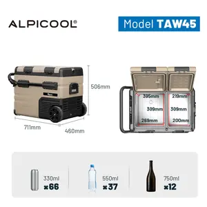 Alpicool taw45 dc 12v 220v רכב נייד מקרר מכונית משאית חיצונית ממונעת רכב משאית חיצונית ממונעת רכב