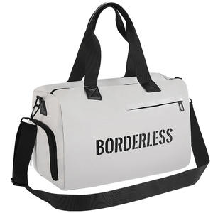 Sac de sport sans bordure grande capacité avec compartiment à chaussures pour la gym et les voyages unisexe blanc couleur unie - Product Image 2