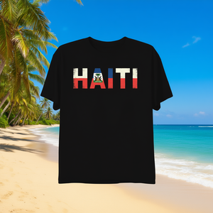 Camiseta Informal para Mujer con la Bandera de Haití, Tejido de Punto 100% Algodón, Cuello Redondo, Diseño Estampado, para Todas las Temporadas - Product Image 2