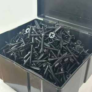 Vis à tête trompette en acier C1022A, phosphate noire, filetage fin, fixations pour plaques de plâtre, en boîte plastique, pour projets de construction - Product Image 1