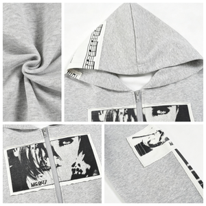 Sweat à capuche zippé en coton épais de luxe pour homme, logo personnalisé, streetwear vintage, coupe ample, veste à capuche unisexe, fabrication TKAN880 - Product Image 3