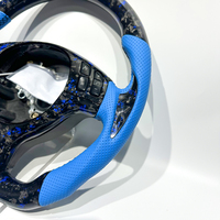 Volant en cuir perforé en fibre de carbone bleue forgé sur mesure pour BMW Série 3 Série 5 E46 M3 M6 E61 E62 E63 Upgrade