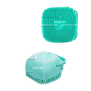 Brosse de <span class=keywords><strong>massage</strong></span> pour le bain et le toilettage des animaux de compagnie avec distributeur de savon et de shampoing, poils en silicone doux pour chiens et chats à poils longs ou courts, douche - Product Image 2
