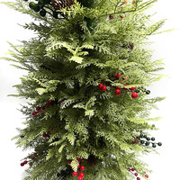 Decoraciones Navideñas, Árbol de Pino Artificial de PVC Encriptado de 12 m, Adorno Grande para Exteriores, Color Blanco y Rojo