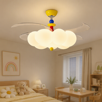 Lampu Kipas Langit-langit LED Krim, Lampu Kipas Tanpa Bilah, Sirkulator Udara Senyap untuk Kamar Tidur Anak-anak, Restoran