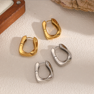 Pendientes de Acero Inoxidable con Forma de U, Estilo Europeo y Americano, Chapados en <span class=keywords><strong>Oro</strong></span> de 18K, Pendientes Exagerados - Product Image 3