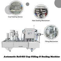 Machine automatique de remplissage et de scellage de gobelets à film souple pour yaourt, lait, thé, lait de soja, lait de coco, milkshake, smoothie, gelée, boisson sportive