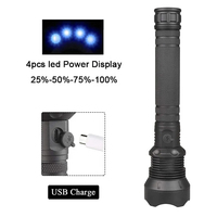 Linterna LED de Alta Potencia XHP70.2 Recargable por USB con Zoom Telescópico y Pantalla de Potencia, 5000 Lúmenes, Linterna de Mano