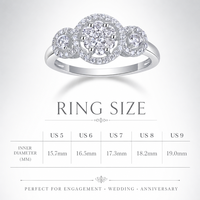 Bague en Moissanite en Argent Sterling 925, Clou de Perle Rond Brillant, Halo, Trois Pierres, pour Femme, Fiançailles, Mariage, Bijoux Fins