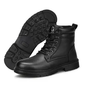 GUYISA Unisex Winter Warm Safety Boots Waterproof Microfiber Leather with Rubber Insole Men's Construction Site Work Steel Toe