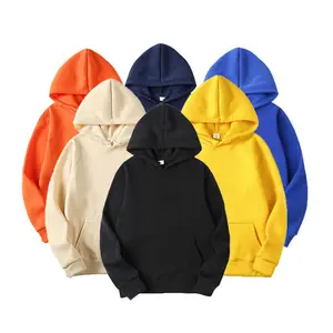 Autumn and winter solid color men's hooded jackets woven and knitted large-sized women's hooded sweatshirts factory direct sales