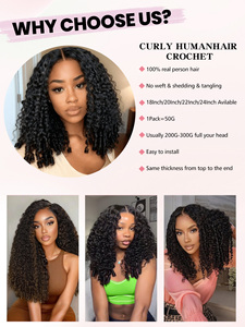 Extensiones de Cabello Humano FH French Curly Miracle Knot Crochet Braid con Puntas Rizadas en Espiral - Product Image 5