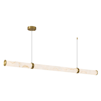 Lustre minimaliste italien en résine longue pour îlot de cuisine, luminaire suspendu LED linéaire créatif pour table à manger, restaurant, bar, décoration