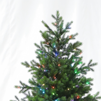 Sapin de Noël artificiel pré-éclairé coloré, lumières LED vibrantes, branches de pin réalistes, support stable pour décoration de fête festive