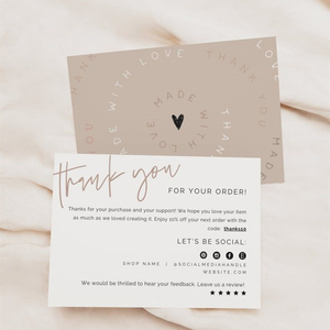 Conception gratuite merci pour votre <span class=keywords><strong>achat</strong></span> petite commande carte <span class=keywords><strong>de</strong></span> visite impression paquet insérer soutenir les cartes papier - Product Image 6