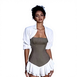 <span class=keywords><strong>Vestido</strong></span> Mini de Gasa Sólida para Mujer con Cuello Halter, Diseño Exclusivo con Volantes y Tubo Empalmado, Cintura Natural, <span class=keywords><strong>Vestido</strong></span> de <span class=keywords><strong>Fiesta</strong></span> de Verano - Product Image 3
