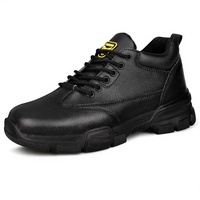 Chaussures de sécurité à embout d'acier, anti-perforation, bottes de travail en cuir et maille, semelle en caoutchouc, chaussures de construction anti-choc