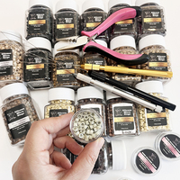 Perles micro-anneaux en aluminium doublées de silicone, noires, brunes, blondes, 4,0*2,0*3,0 mm, personnalisées, 1000 pièces/bouteille, pour l'installation d'extensions capillaires