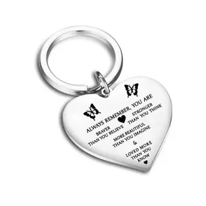 Stainless steel Key chain Lovers Fashion Heart Shaped Metal Keychain with your LOGO in low price