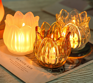 ขวดเทียนเปล่ารูปทรงดอกบัวแบบใสขนาดเล็กสำหรับงานแต่งงาน ที่ใส่เทียนสำหรับคริสต์มาส วันวาเลนไทน์ และวันอีสเตอร์ - Product Image 6