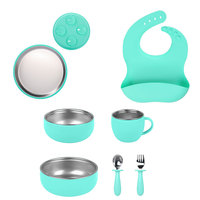 Assiettes pour tout-petits en acier inoxydable et silicone avec ventouse, sans compartiments, coque amovible, assiettes bébé en silicone pour manger