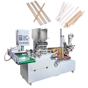 Auto Packaging Machine For Coffee Stirring Stick Bamboo Wooden Stirrer Sticker Paper Bag 3 Sides Sealing Packing Machine