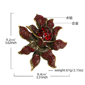 XILIANGFEIZI Novo Broche de Flor Grande em Liga com Strass, Acessório de Moda com Pétalas de Cristal para Casacos Femininos - Product Image 4