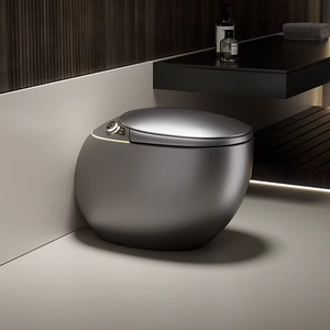 Toilette intelligente automatique à nettoyage automatique de haute qualité, couleur orange gris, siège chauffant intégré, siphon en S, télécommande - Product Image 1