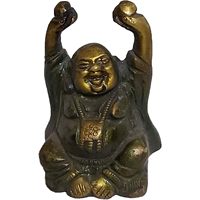 PARIJAT HANDICRAFT - Estatua de Buda Sonriente de Latón Macizo, Diseño Moderno Hecho a Mano, Decoración Feng Shui para el Hogar, Adorno de Mesa