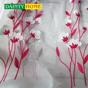 וילונות פוליאסטר שקופים לסלון יצרן סיני רקמה בד שקוף
