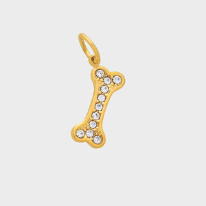 Colgante de Acero Inoxidable con Diseño de Hueso de Bulldog Francés y Zirconia Chapado en Oro de 18k, Serie Perro, Impermeable, para Joyería DIY, Venta al por Mayor - Product Image 6
