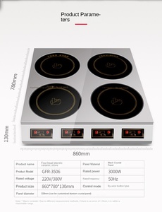 Table de cuisson à induction portable 2000W, 1 brûleur, 220V, en acier inoxydable, facile à nettoyer, avec panneau de commande tactile, étanche, pour cuisine commerciale - Product Image 2