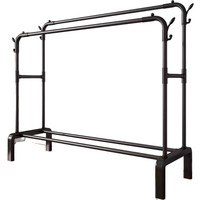 Séchoir à linge sur pied en fer pour balcon extérieur avec double barre fixe pour rangement de chambre et porte-chapeaux Modèle ZC