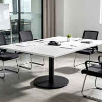 Pied de table de bureau robuste en métal noir rond à colonne unique