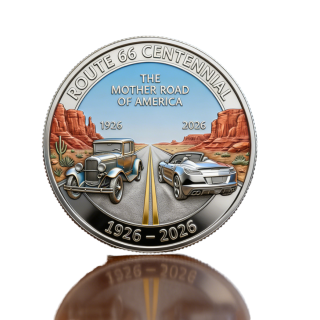 Bulk 3D Relief Route 66 100th Anniversary Challenge Coin the Mother Road Eagle Collectible Coin Commemorative Coin for Wholesale