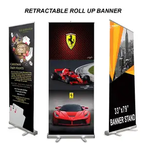 Hot Sell Aluminum Roll Up Stand Wide Based 85x200cm Banner Roll Up Horizontal Banner Stand