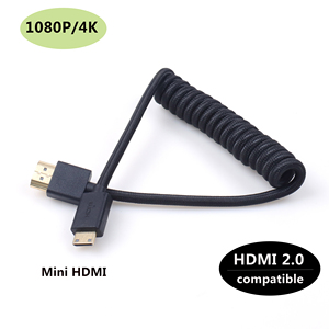 <span class=keywords><strong>H</strong></span> D M <span class=keywords><strong>I</strong></span> Macho a MINI <span class=keywords><strong>H</strong></span> D M <span class=keywords><strong>I</strong></span> Hembra Nylon Cable en espiral Negro/Rojo - Product Image 6