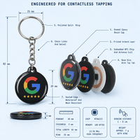 Porte-clés NFC RFID personnalisé en époxy, carte d'accès, mini-étiquette 13,56 MHz étanche 1K pour paiement, hôtellerie et usage professionnel