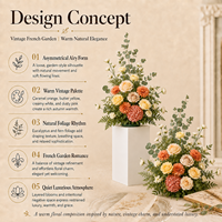 Composition florale en soie faite à la main, style jardin français vintage, roses et hortensias artificiels, décoration de sol pour allée de mariage